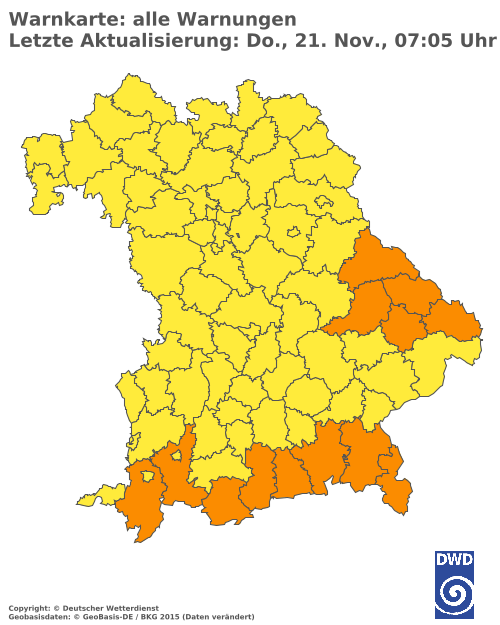 Aktuelle Wetterwarnungen für  Augsburg