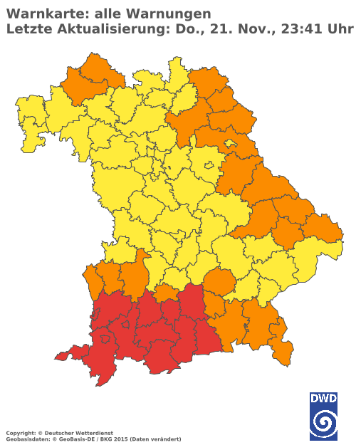 Aktuelle Wetterwarnungen für  Augsburg