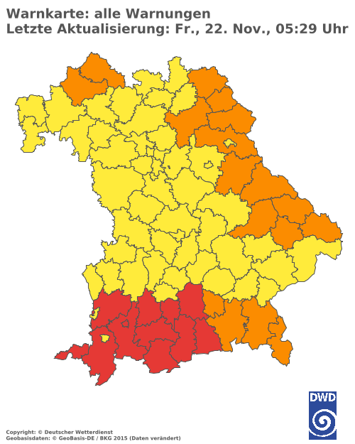 Aktuelle Wetterwarnungen für  Augsburg