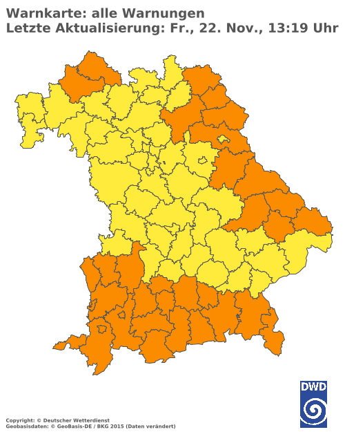 Aktuelle Wetterwarnungen für  Augsburg