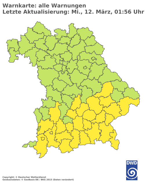 Aktuelle Wetterwarnungen für  Augsburg