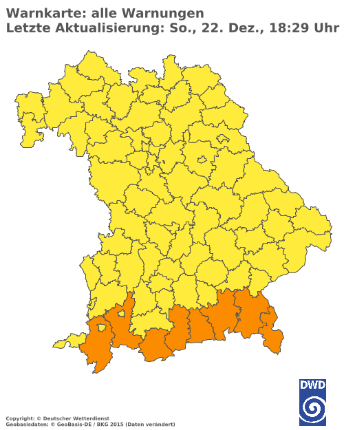 Aktuelle Wetterwarnungen für  Augsburg