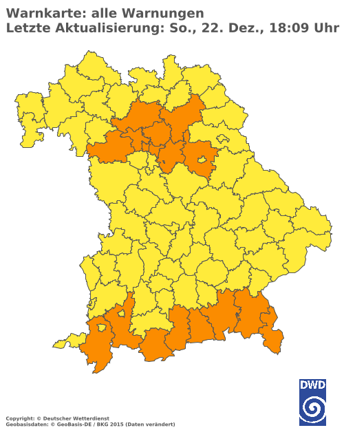 Aktuelle Wetterwarnungen für  Augsburg