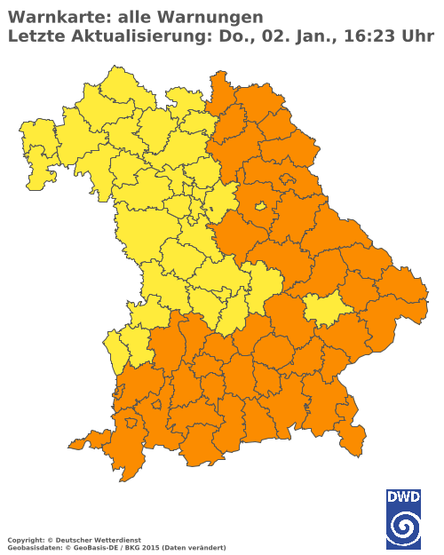 Aktuelle Wetterwarnungen für  Augsburg