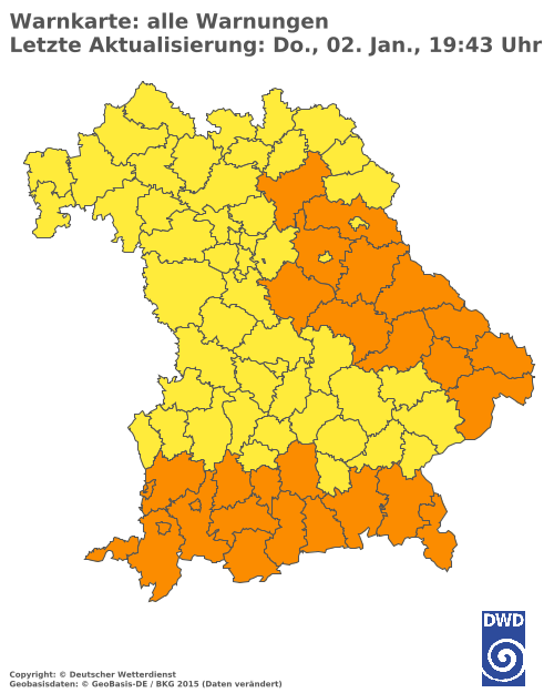 Aktuelle Wetterwarnungen für  Augsburg