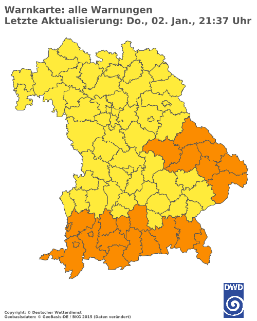 Aktuelle Wetterwarnungen für  Augsburg