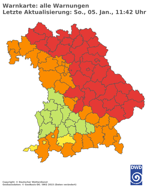 Aktuelle Wetterwarnungen für  Augsburg