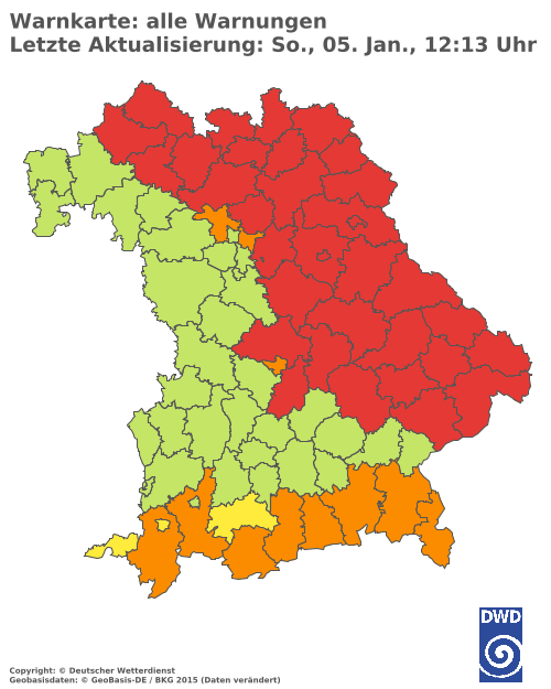 Aktuelle Wetterwarnungen für  Augsburg