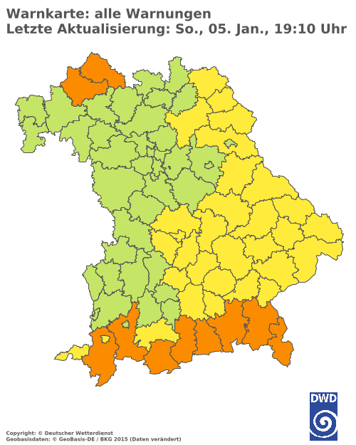 Aktuelle Wetterwarnungen für  Augsburg