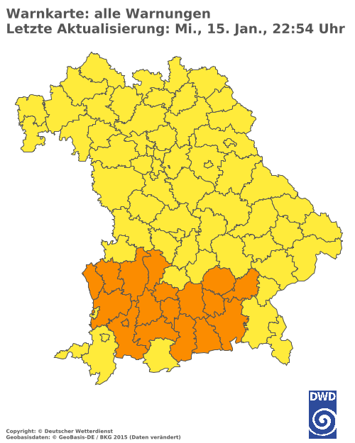 Aktuelle Wetterwarnungen für  Augsburg