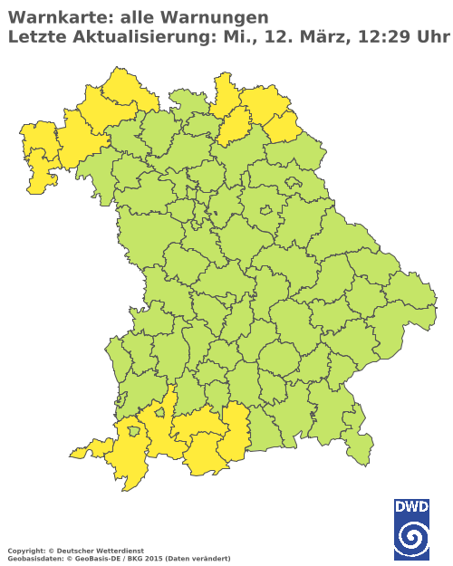 Aktuelle Wetterwarnungen für  Augsburg