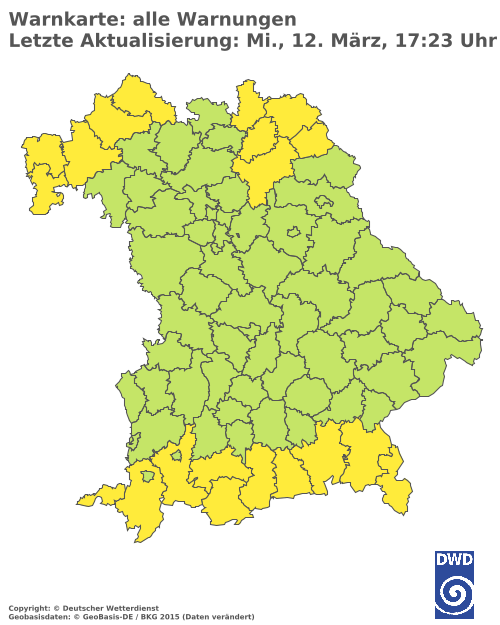 Aktuelle Wetterwarnungen für  Augsburg