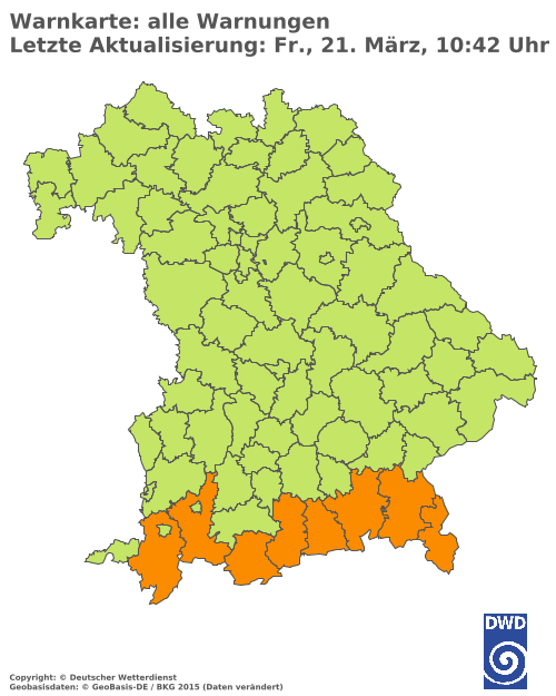 Aktuelle Wetterwarnungen für  Augsburg