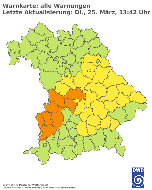 Aktuelle Wetterwarnungen für  Augsburg