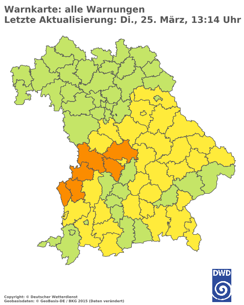 Aktuelle Wetterwarnungen für  Augsburg