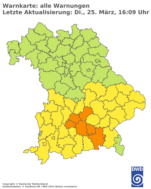 Aktuelle Wetterwarnungen für  Augsburg