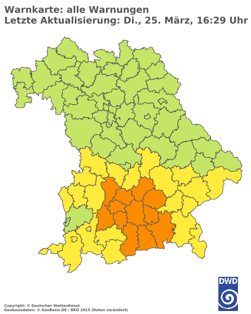 Aktuelle Wetterwarnungen für  Augsburg