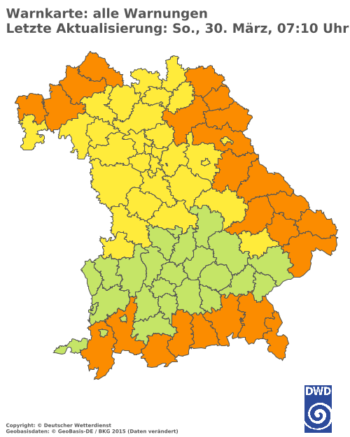 Aktuelle Wetterwarnungen für  Augsburg