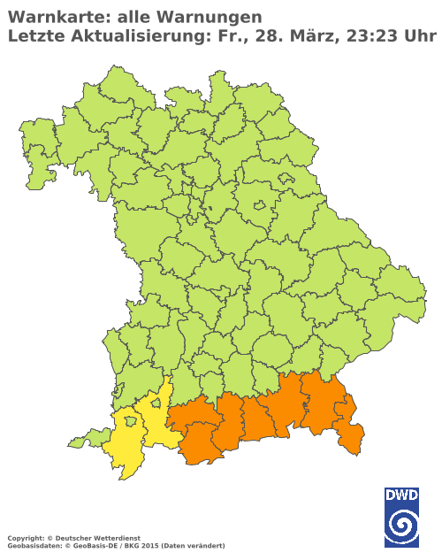 Aktuelle Wetterwarnungen für  Augsburg